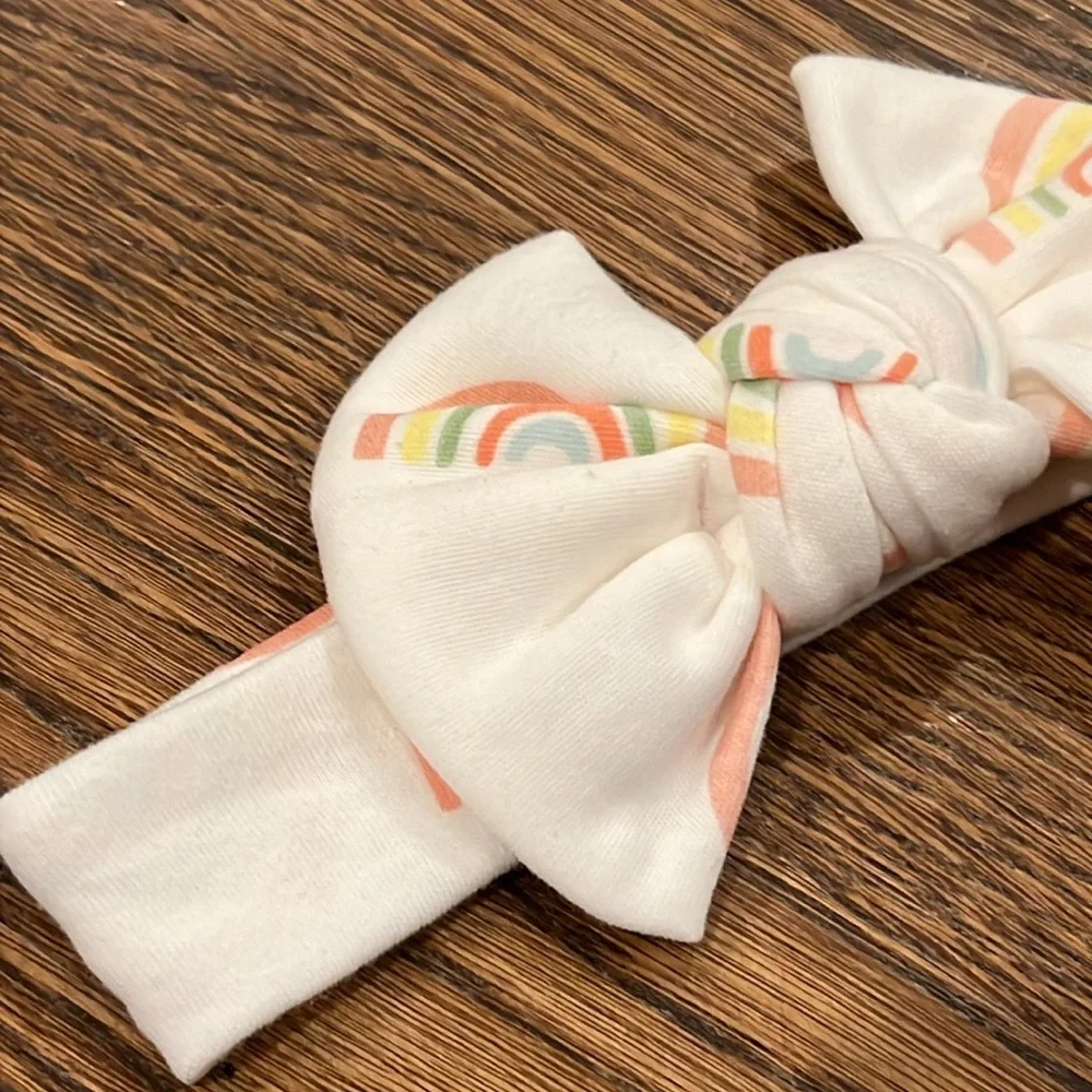 Baby girl rainbow print bow headband